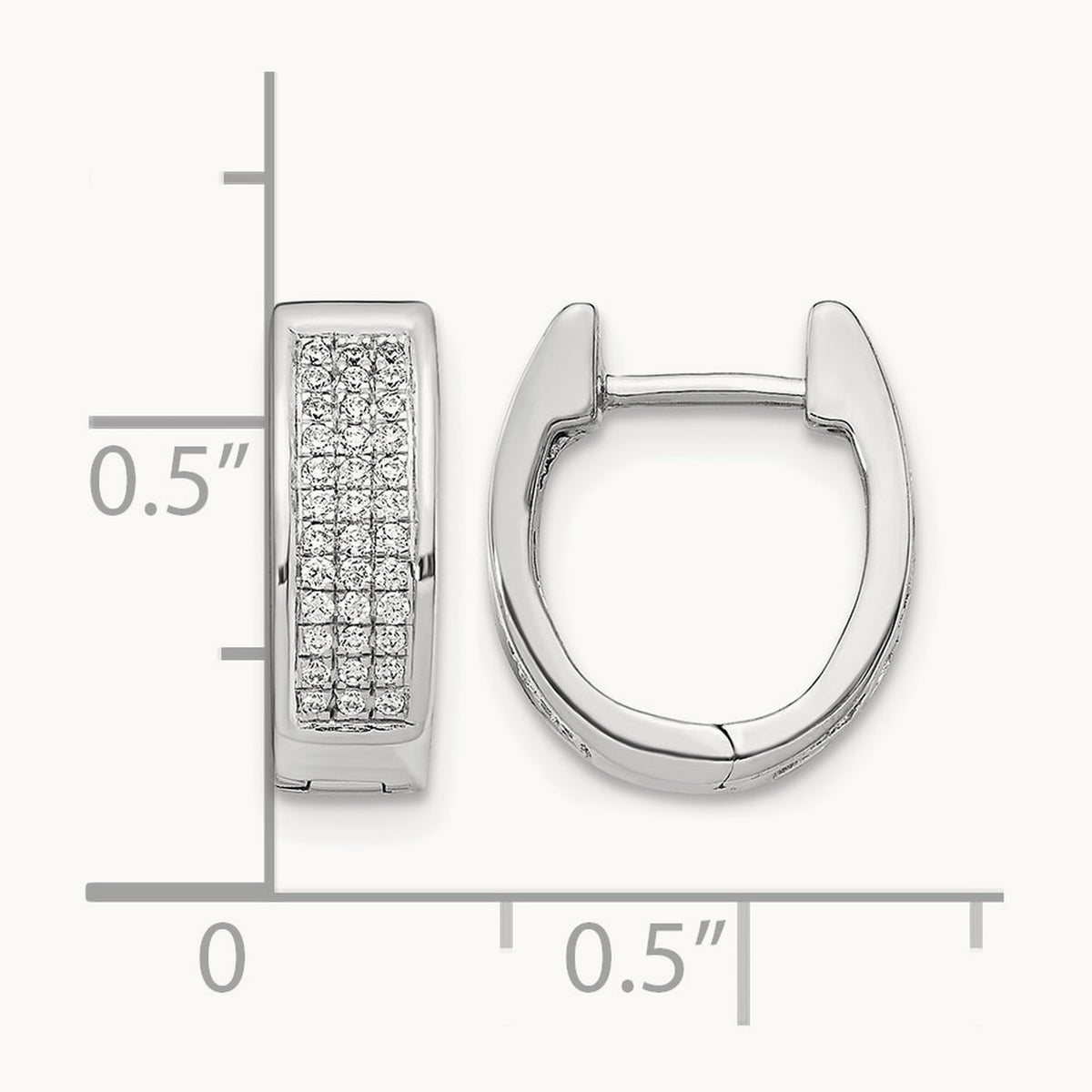 Diamond Small Hinged Oval Hoop Earrings — 14K White Gold