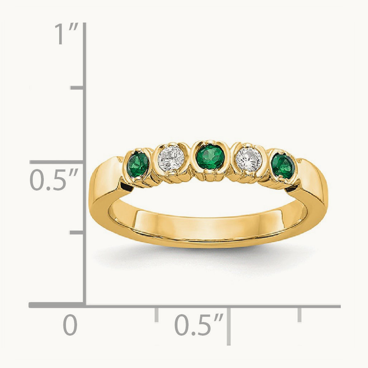 Diamond with Emerald Band — 14K Yellow Gold, 7