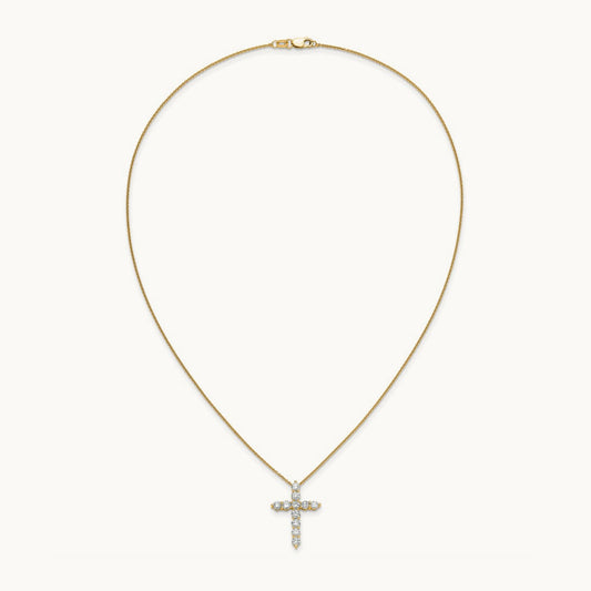 Diamond Cross 18 inch Necklace, 14K