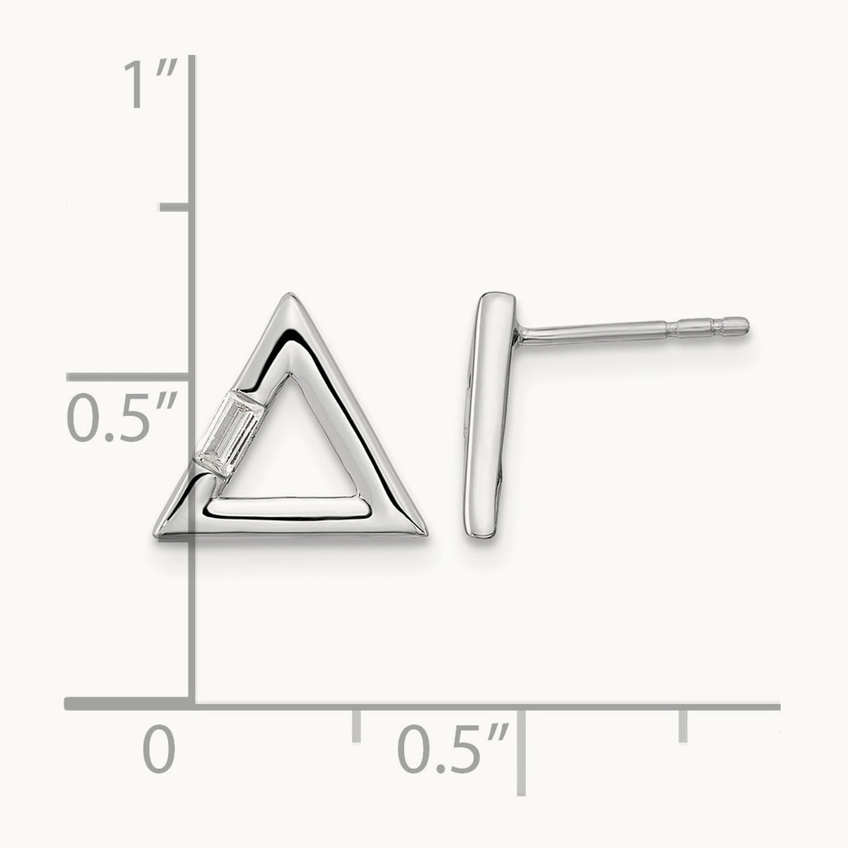 Polished Triangle Diamond Post Earrings, 14K White Gold