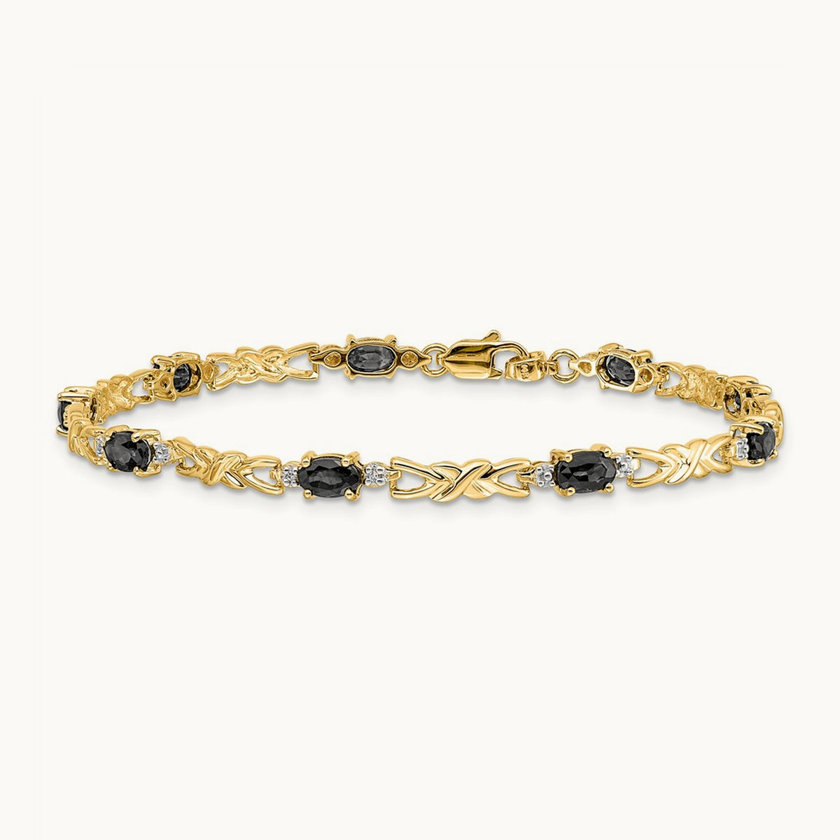 Diamond and Oval Sapphire Bracelet, 14K
