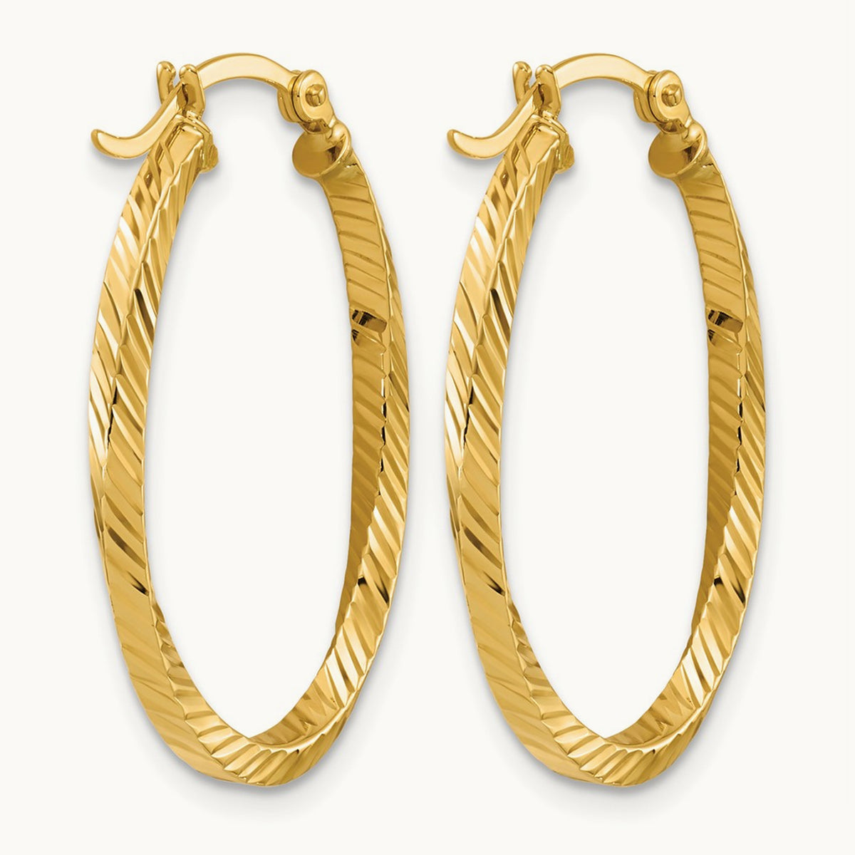Twisted 2.5x20x29mm Oval Hoop Earrings, 14K