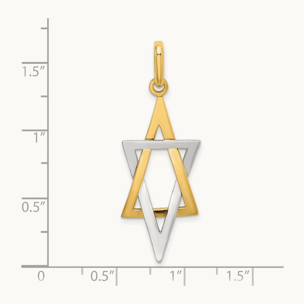W/ Rhodium Elongated Jewish Star Of David Charm, 14K