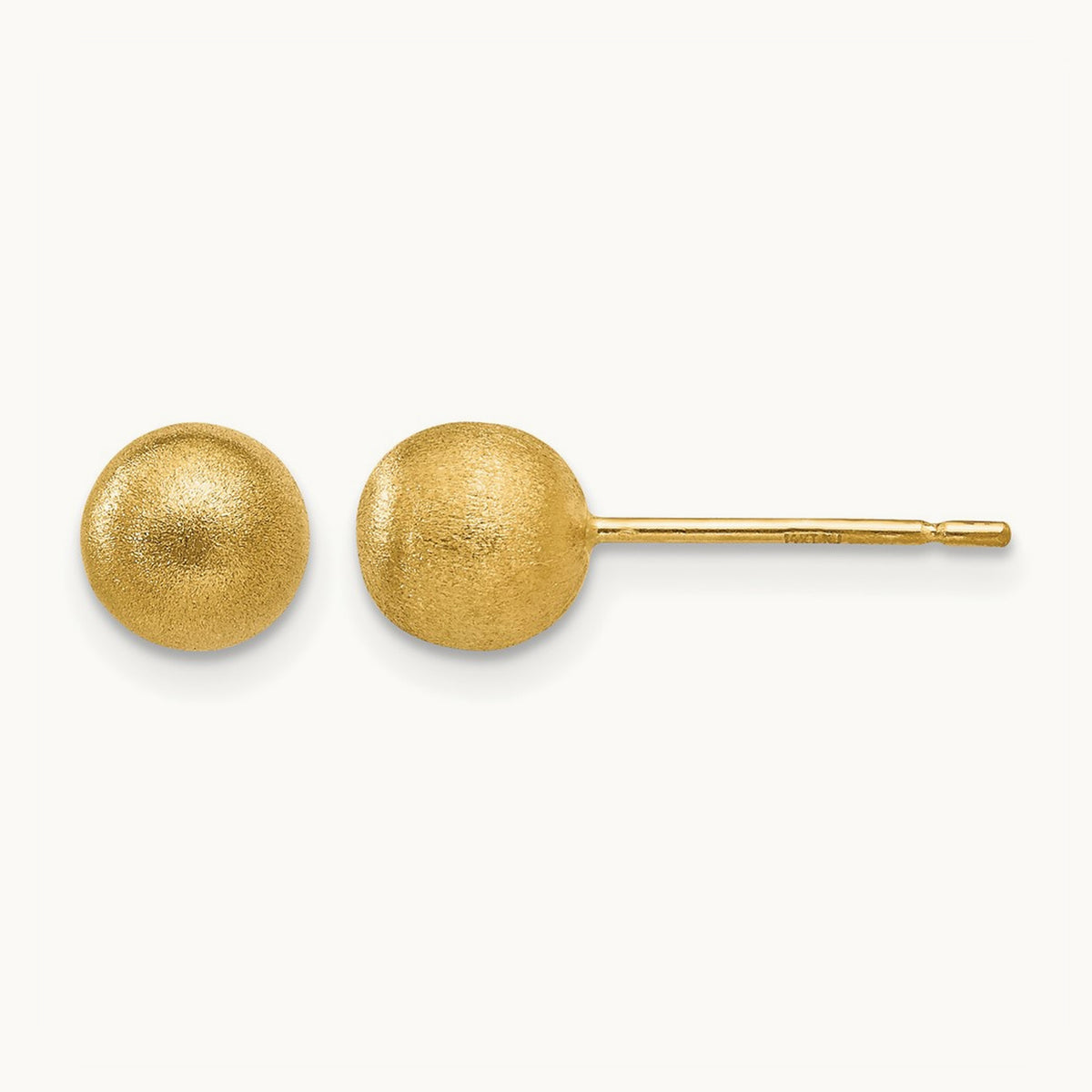 Satin Ball Post Earrings, 6mm, 14K