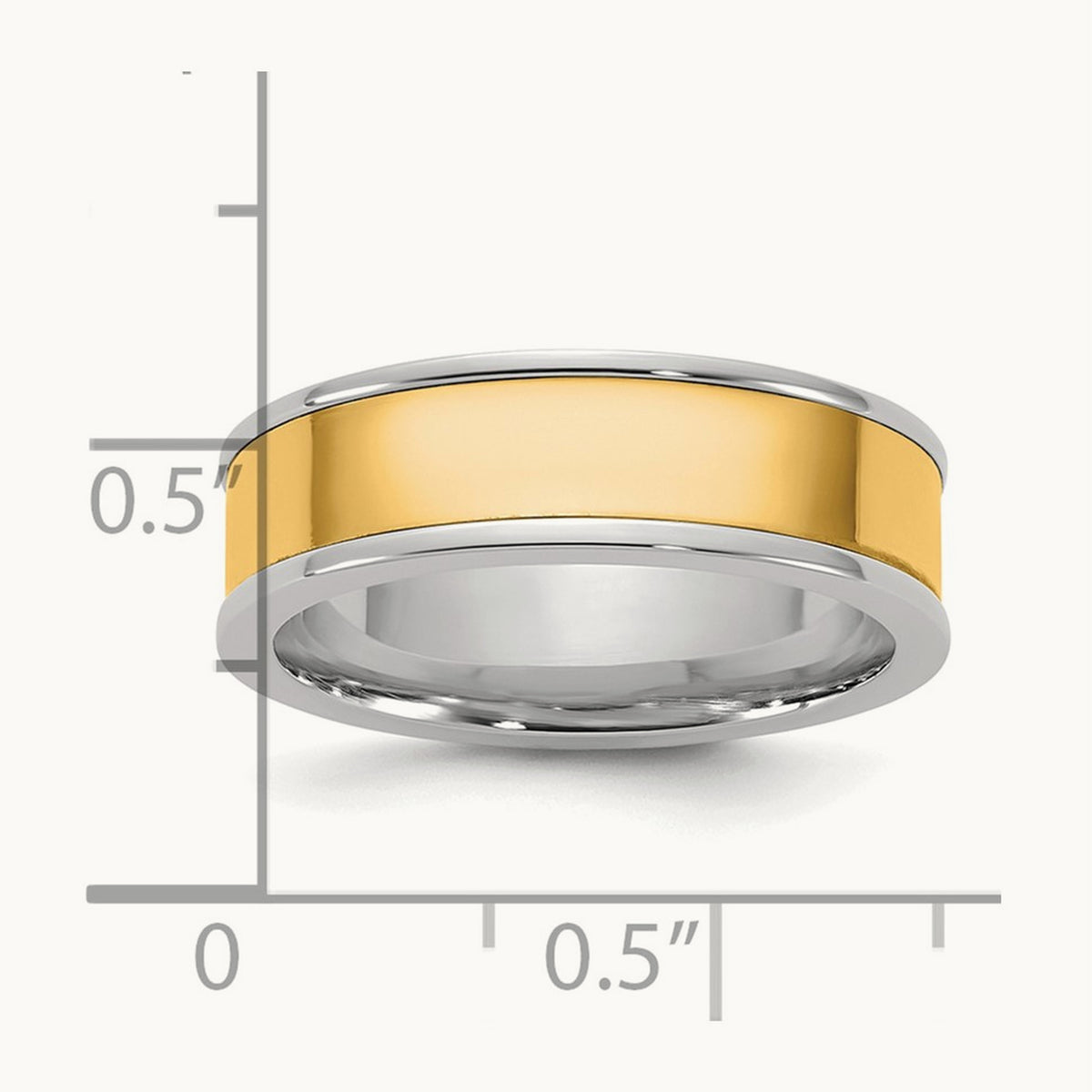 W/Y Step Up Flat Edge Wedding Band, 6mm, 14K Two-tone
