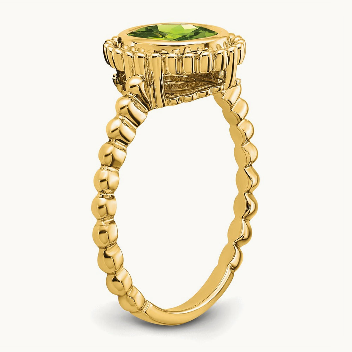 Oval Peridot Ring — 14K Yellow Gold, 7