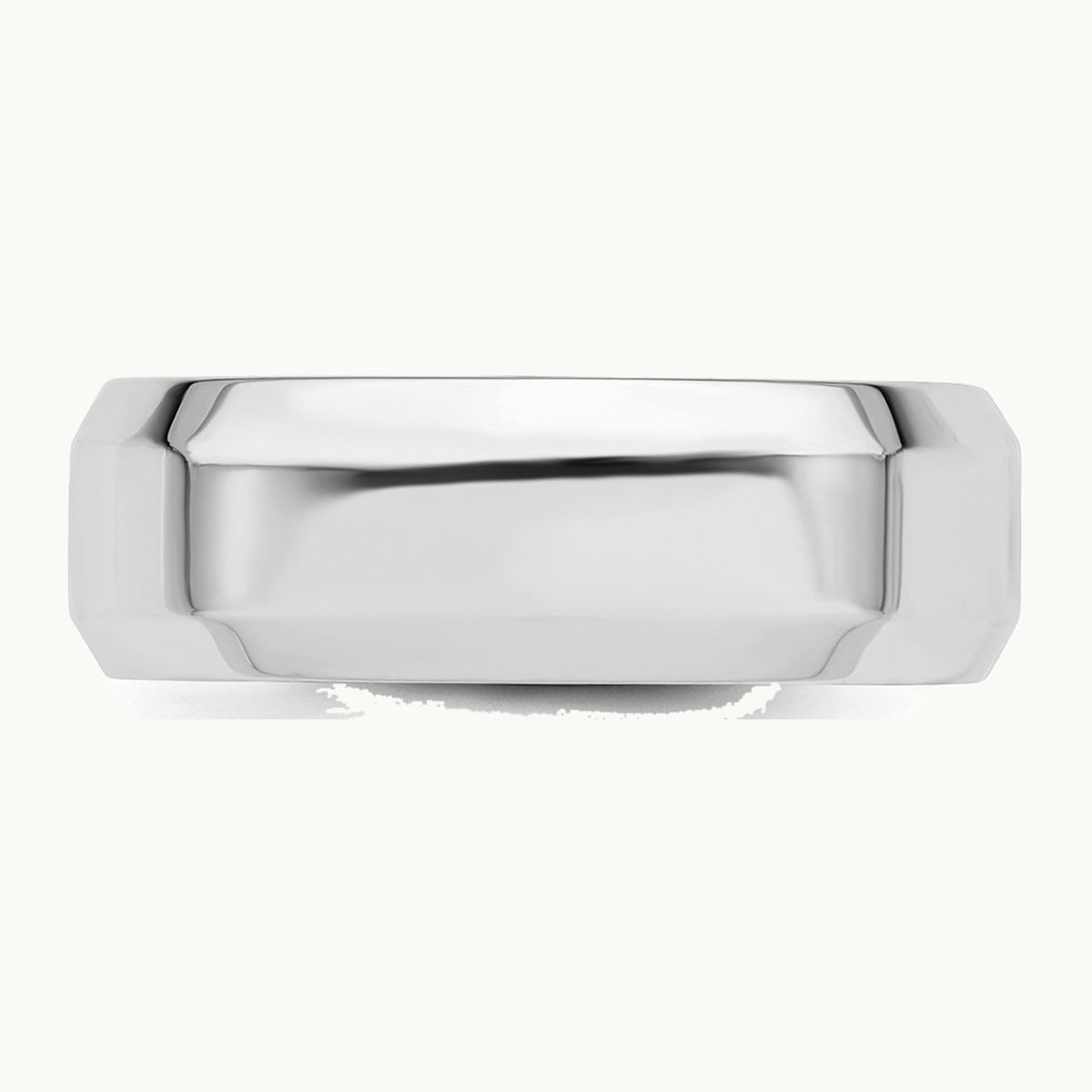 Sterling Silver Rhodium-plated 7mm Bevel Edge Band
