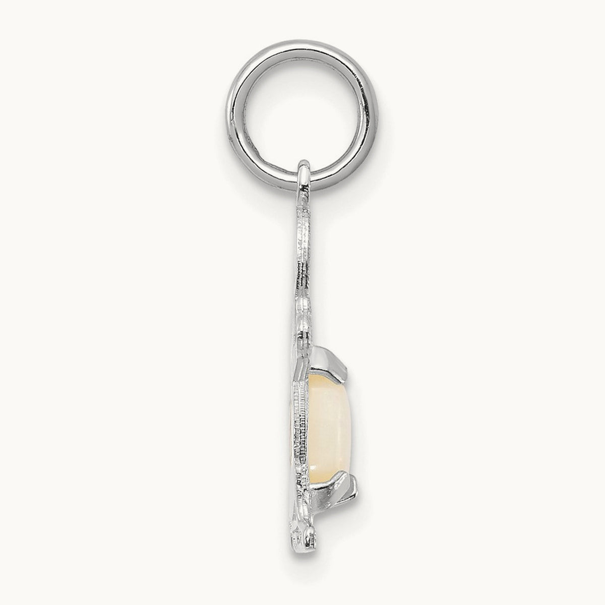 Boy 6x4 Oval Genuine Opal-October — 14K White Gold