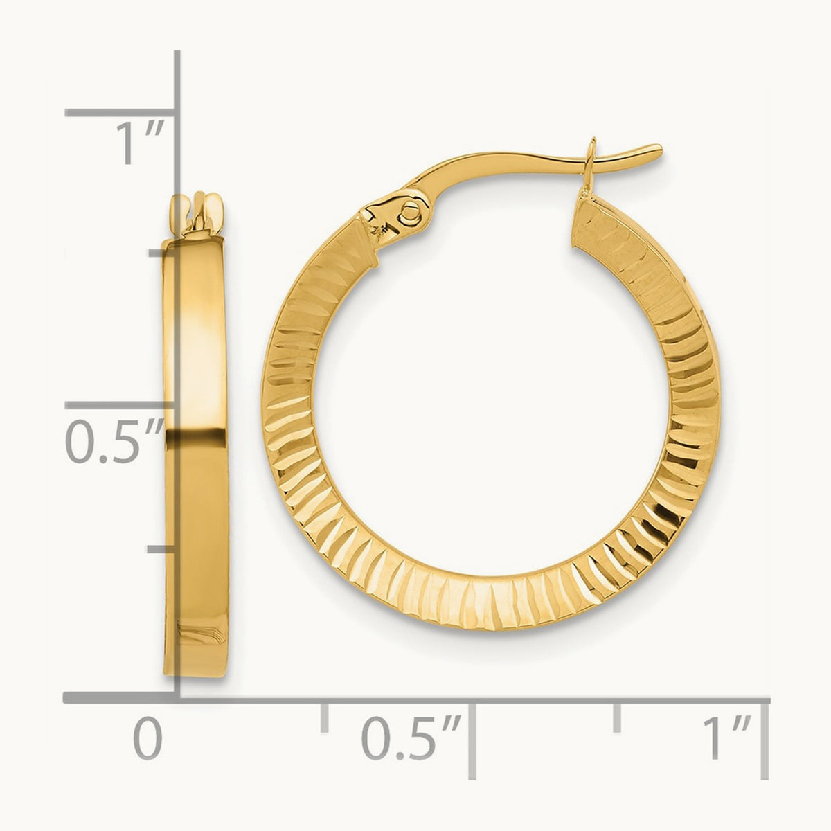 Polished and Diamond-cut Hoop Earrings — 19mm