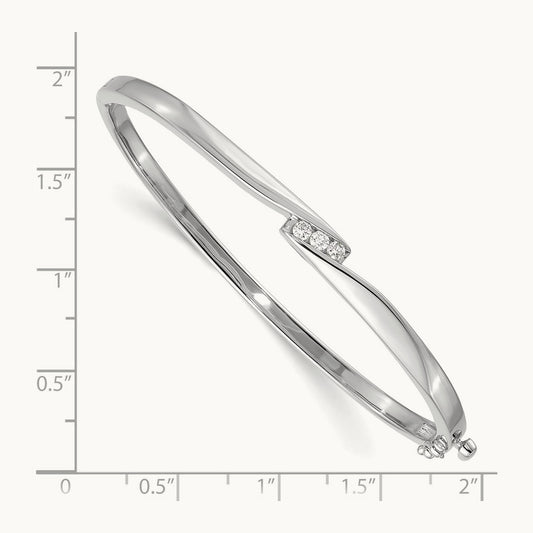 AA Diamond Hinged Bangle — 14K White Gold