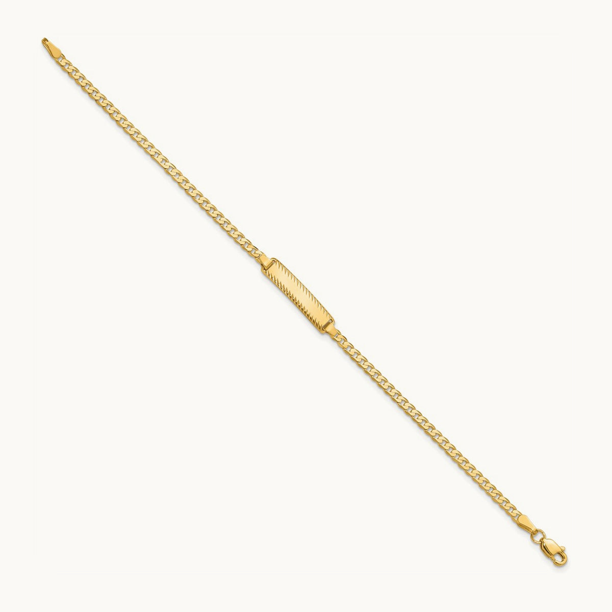 Curb Link Diamond Cut ID Bracelet, 14K