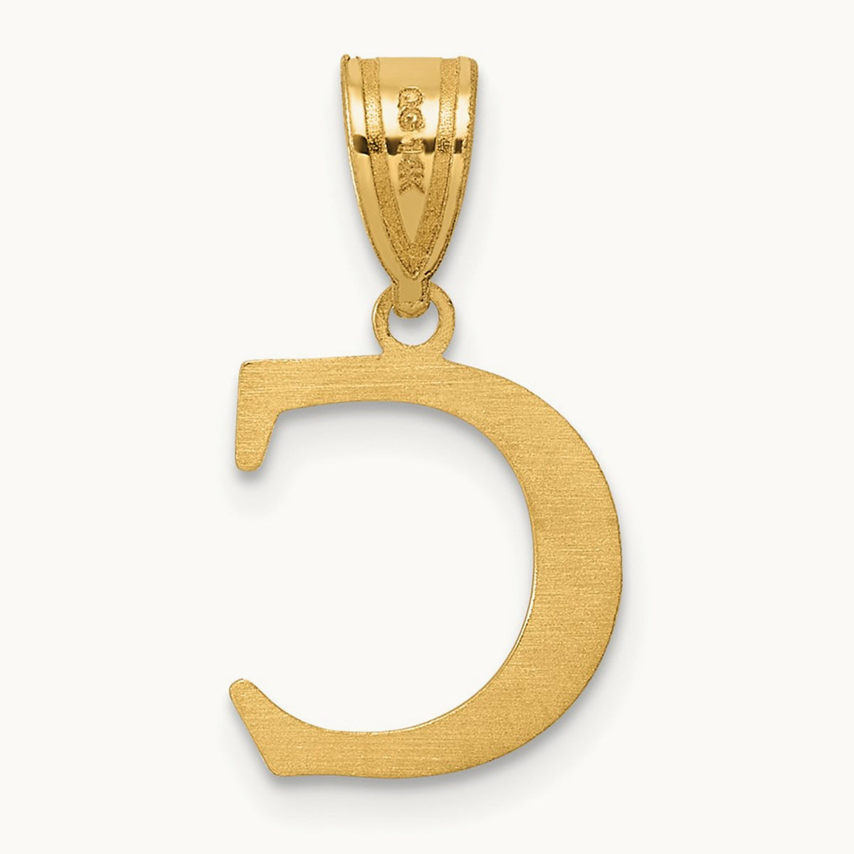 Polished Etched Letter C Initial Pendant, 14K