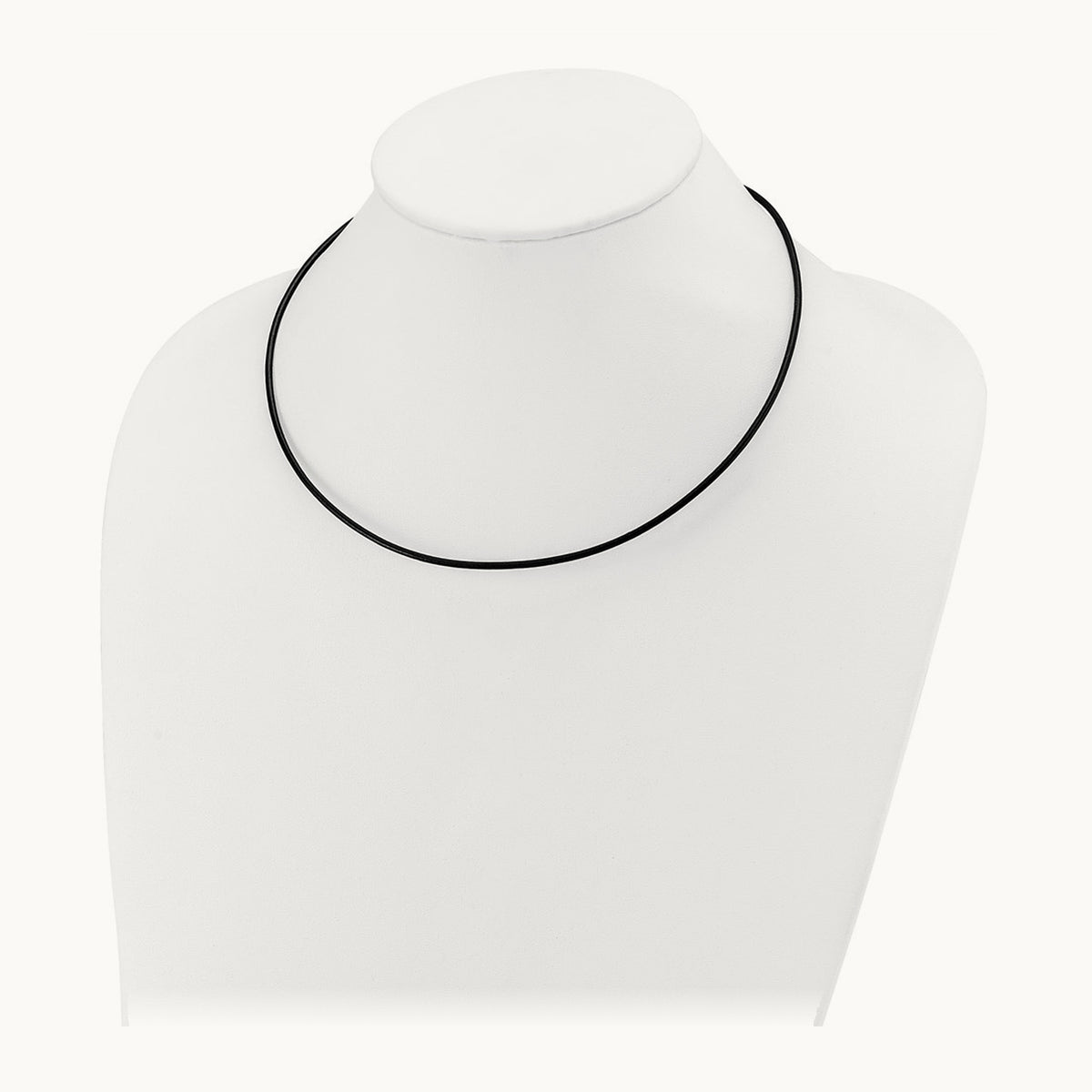 18in Black Leather Cord Necklace — 14K White Gold, 2mm