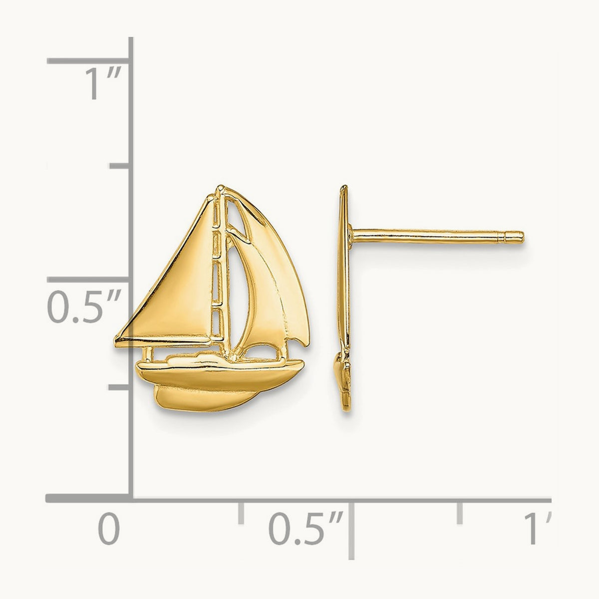 Polished Sailboat Post Earrings, 14K