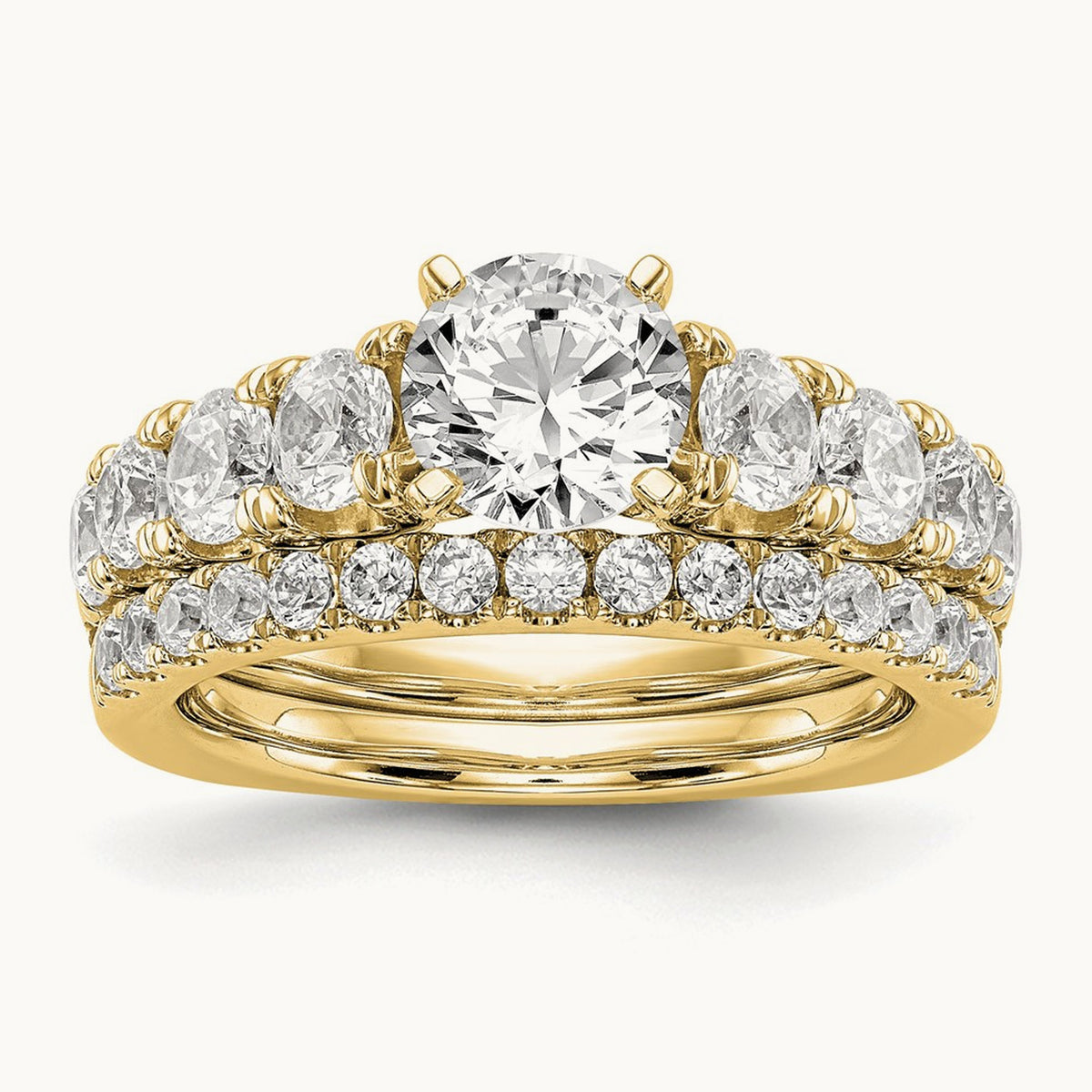 Peg Set Ring, 1.25 ct tw Lab-Grown Diamond — 14K Yellow Gold