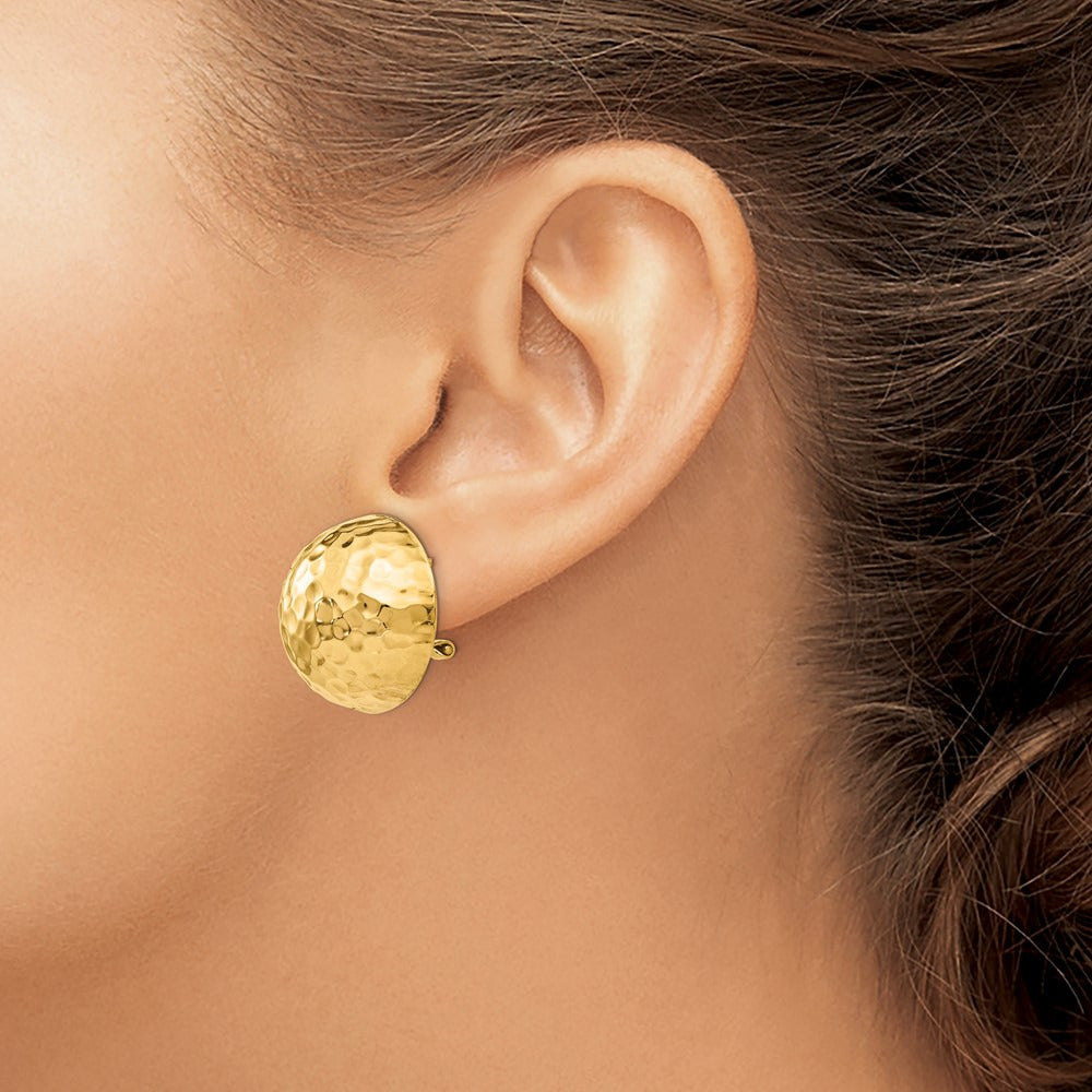 Hammered Omega Back Post Earrings — 22mm