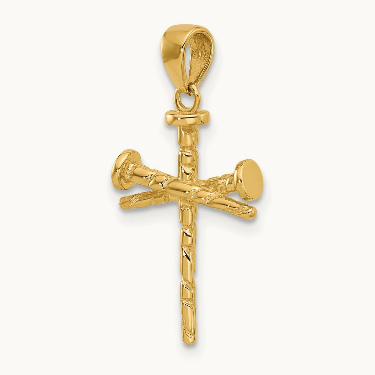 Polished and Textured Nails Cross Pendant — 26.5mm