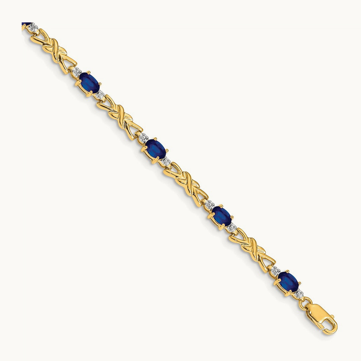 Diamond and Oval Sapphire Bracelet, 14K