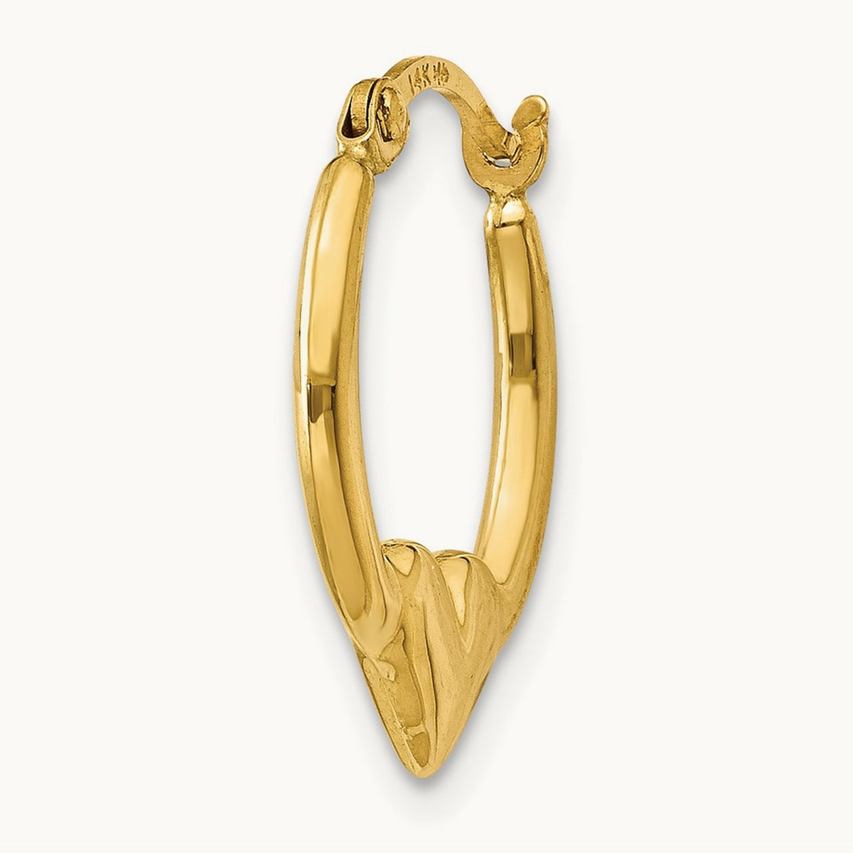 Single 14K Heart Hoop Earring