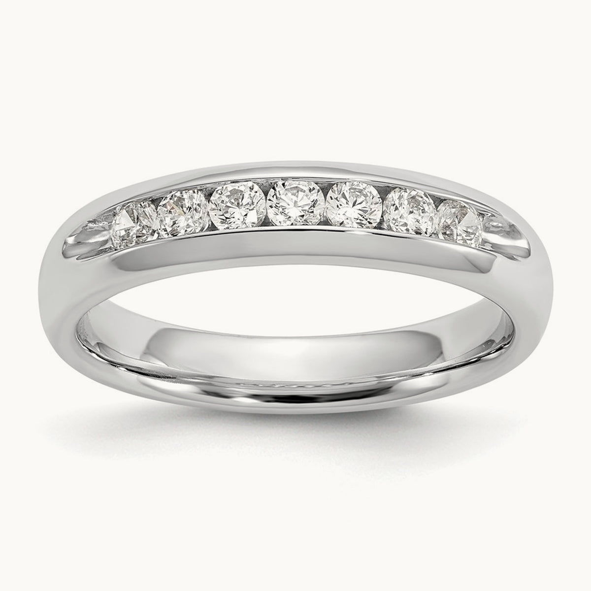 7-Stone Diamond Channel Band, 14K White Gold