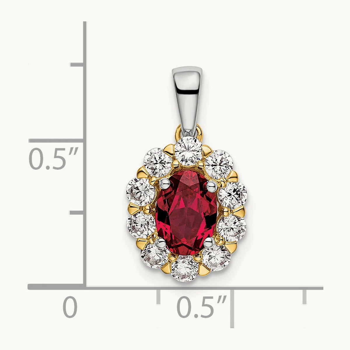 Created Ruby Halo Pendant, 0.50 ct tw Lab-Grown Diamond