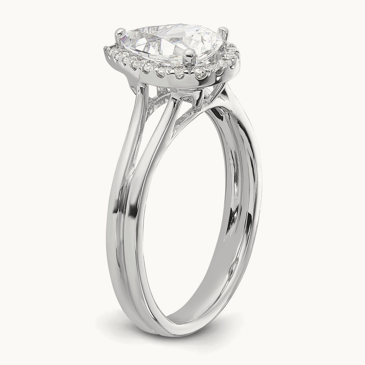 Pear Halo Semi-Mount Split Shank Engagement Ring, 0.07-0.20 ct tw — 1/6 ct, 14K White Gold