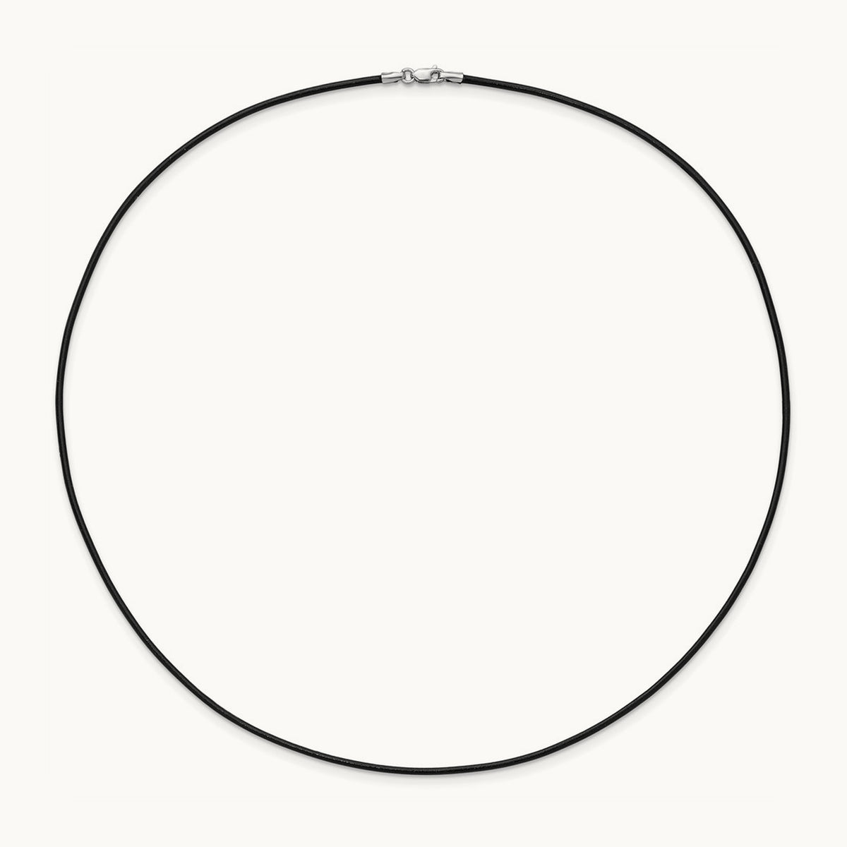 18in Black Leather Cord Necklace — 14K White Gold, 1.5mm