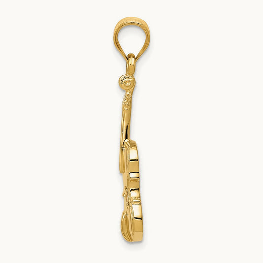 2D Violin Charm, 14K