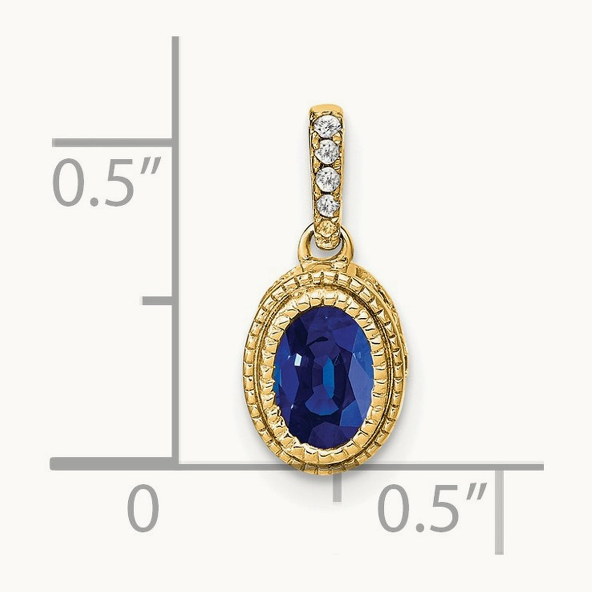 Oval Sapphire and Diamond Pendant — 14K Yellow Gold