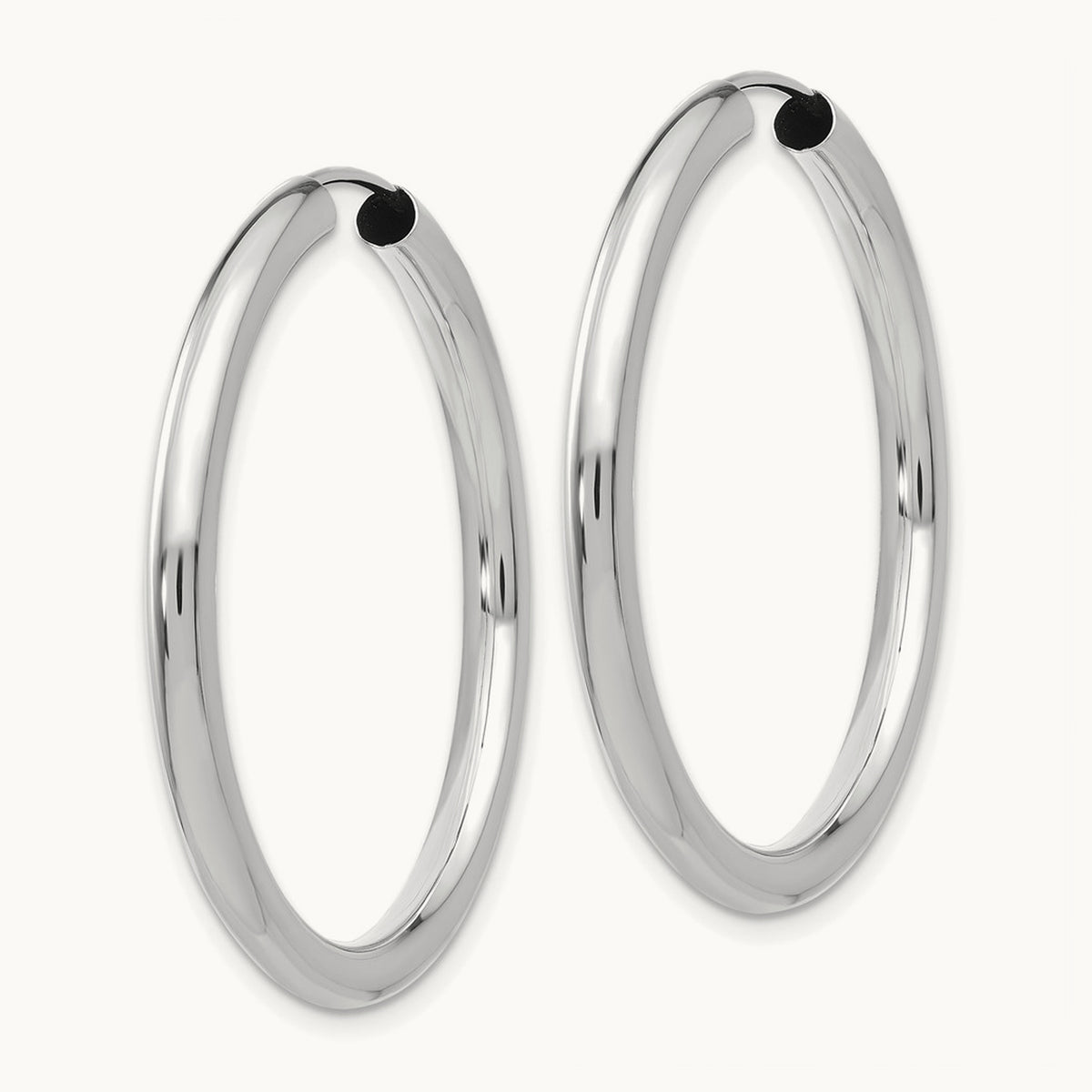 Polished Endless Tube Hoop Earrings, 3.00mm, 14K White Gold