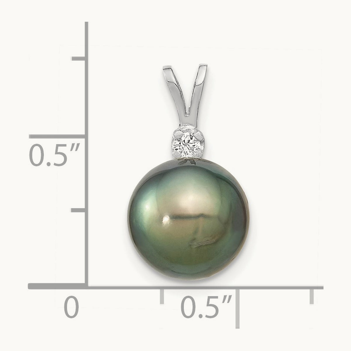 WG 10- Round Saltwater Cultured Tahitian Pearl .05ct Dia. Pendant, 14K