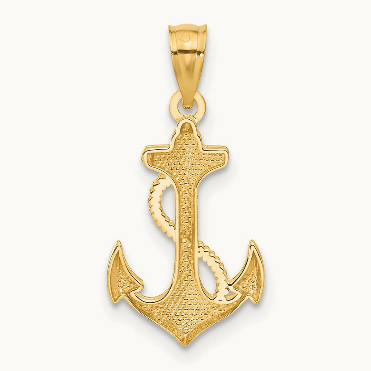 Polished Anchor Pendant — 14K Yellow Gold, 22mm
