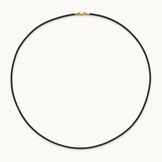 18in Black Leather Cord Necklace — 14K Yellow Gold, 1.5mm