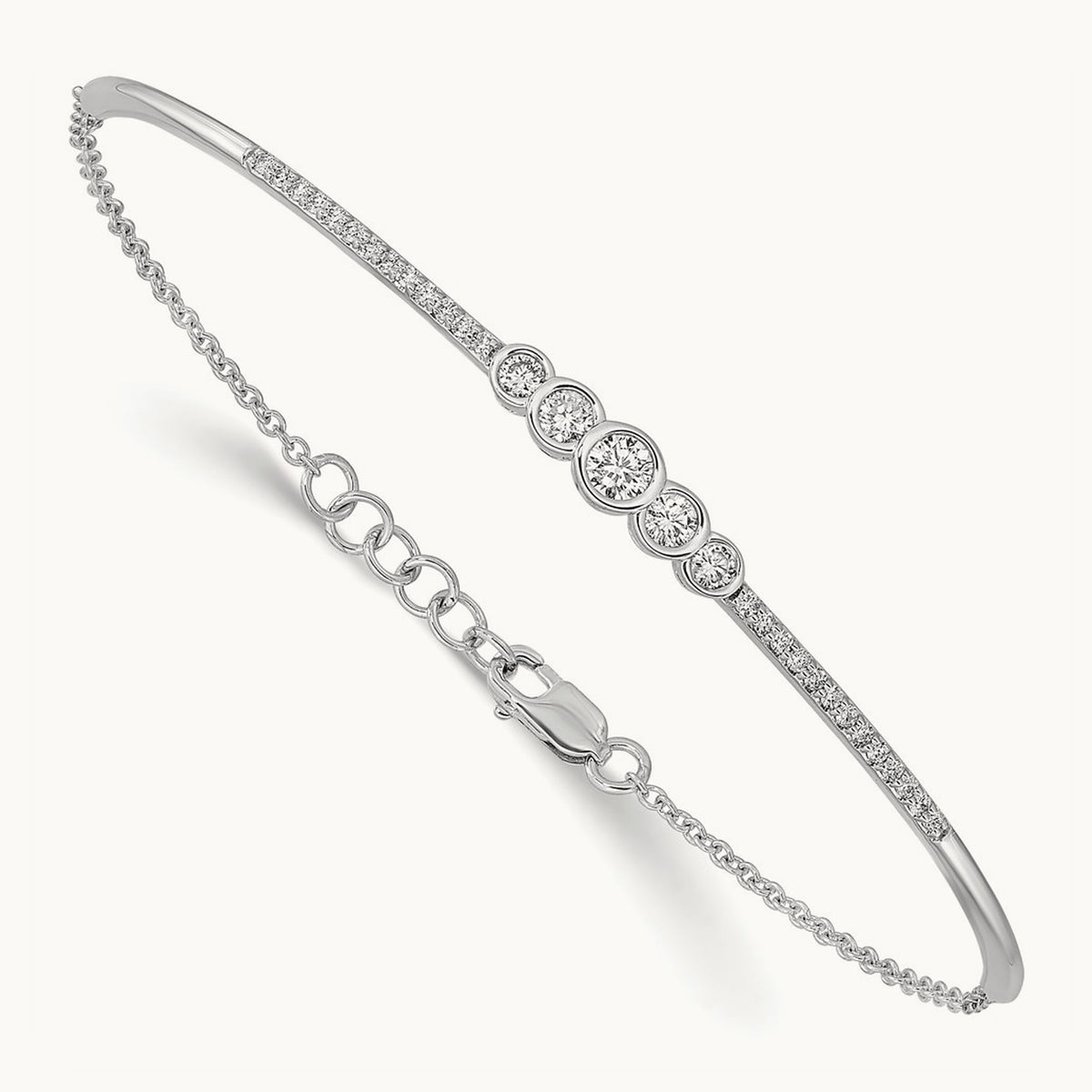 Bezel Set Bar Bangle Bracelet, 0.50 ct tw Lab-Grown Diamond