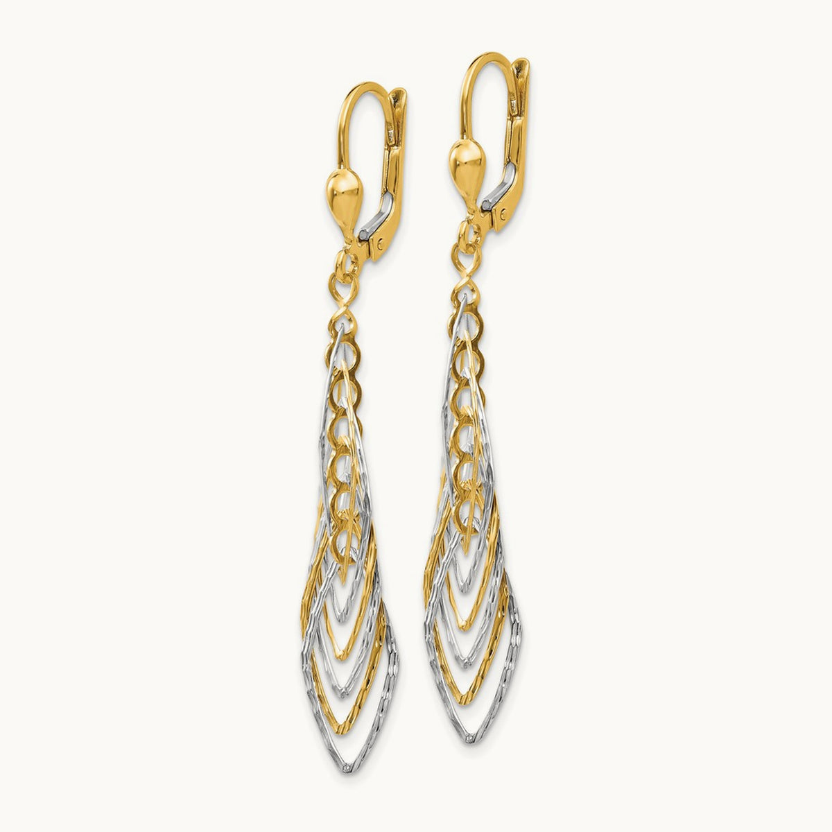 Polished Diamond-cut Dangle Leverback Earrings — photo set