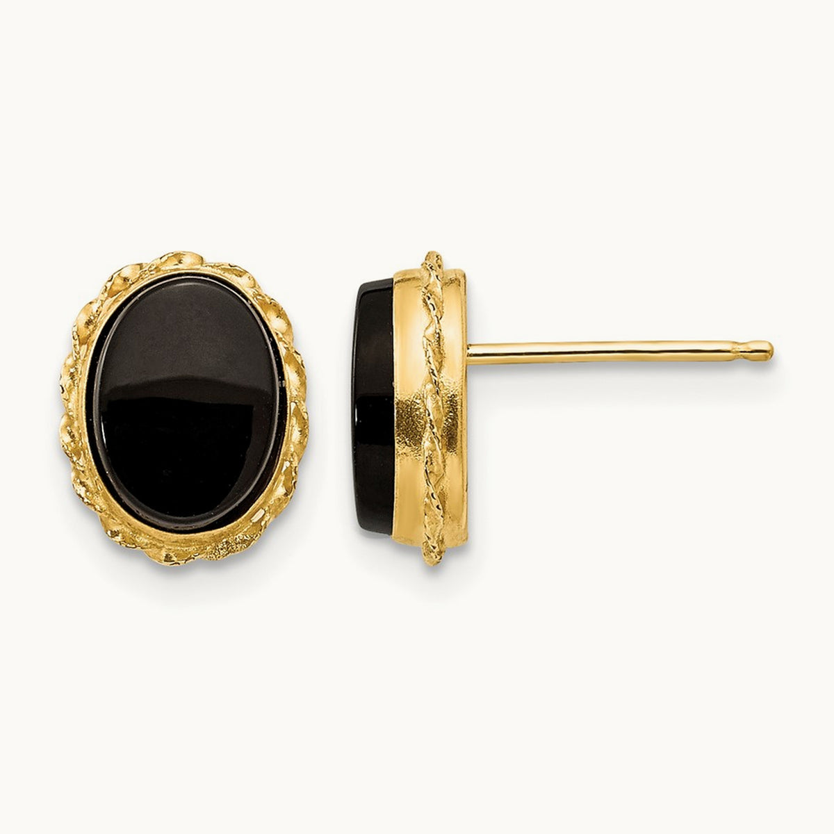 Madi K Bezel Onyx Earrings, 14K