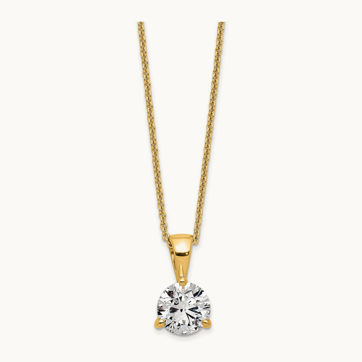 1 ct Lab Grown Diamond VS/SI+ G+ 18 in Comp Solitaire Pendant Necklace, 14K