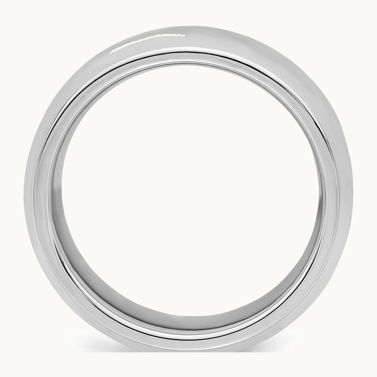 Sterling Silver Rhodium-plated 7mm Bevel Edge Band