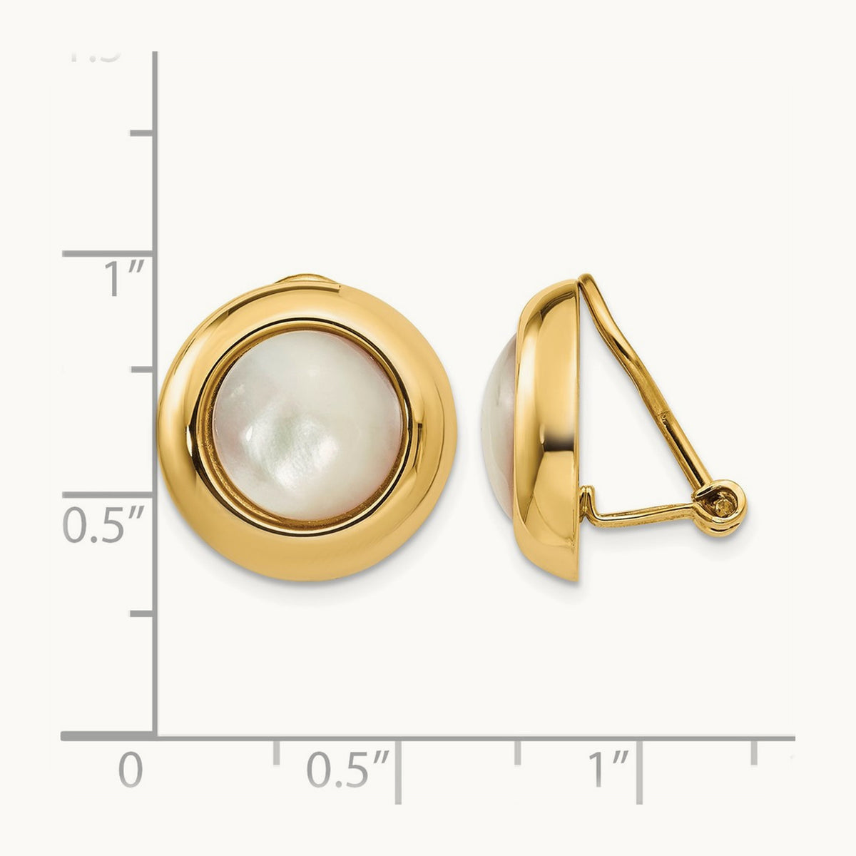 Omega Clip MOP Non-pierced Earrings, 14K