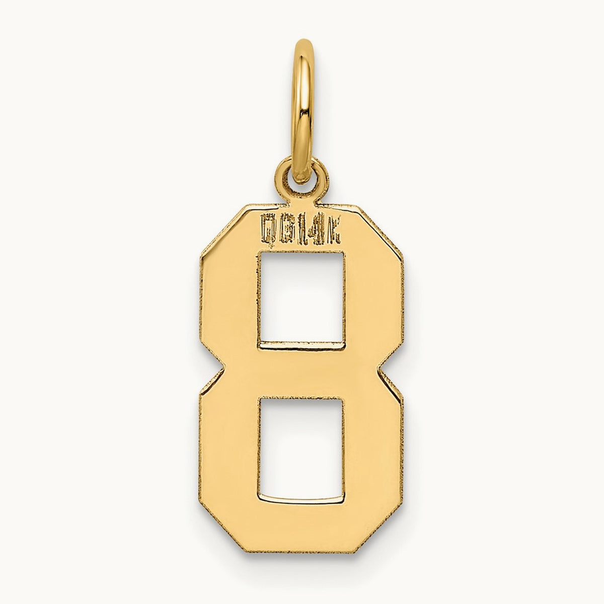 Medium Polished Number 8 Charm — 14K Yellow Gold, 16.13mm