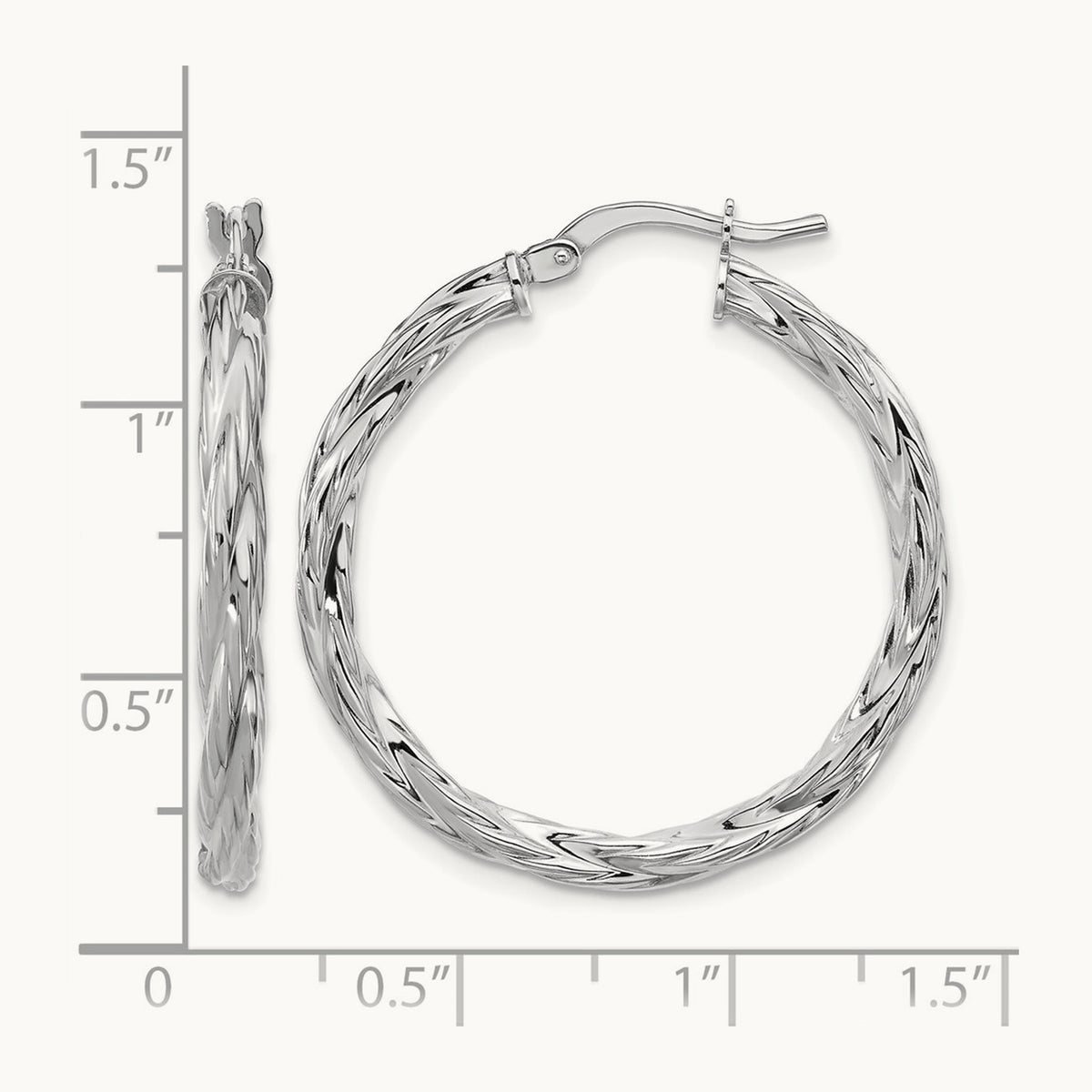 RH-plated Polished Twisted Hoop Earrings, Sterling Silver — Leslie's