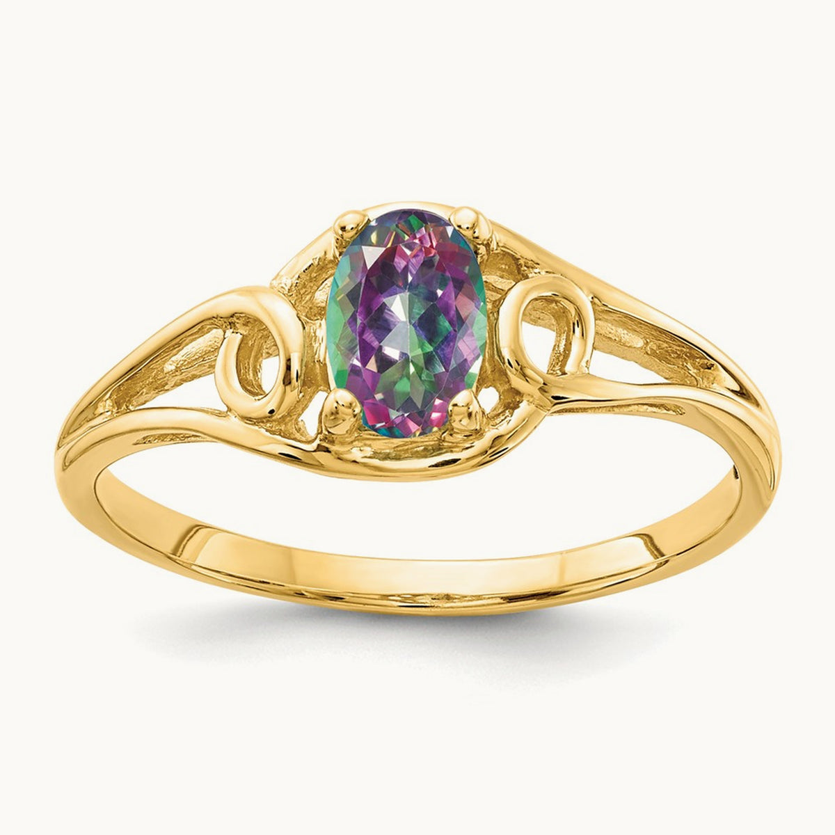 6x4mm Oval Fire Topaz ring, 14K
