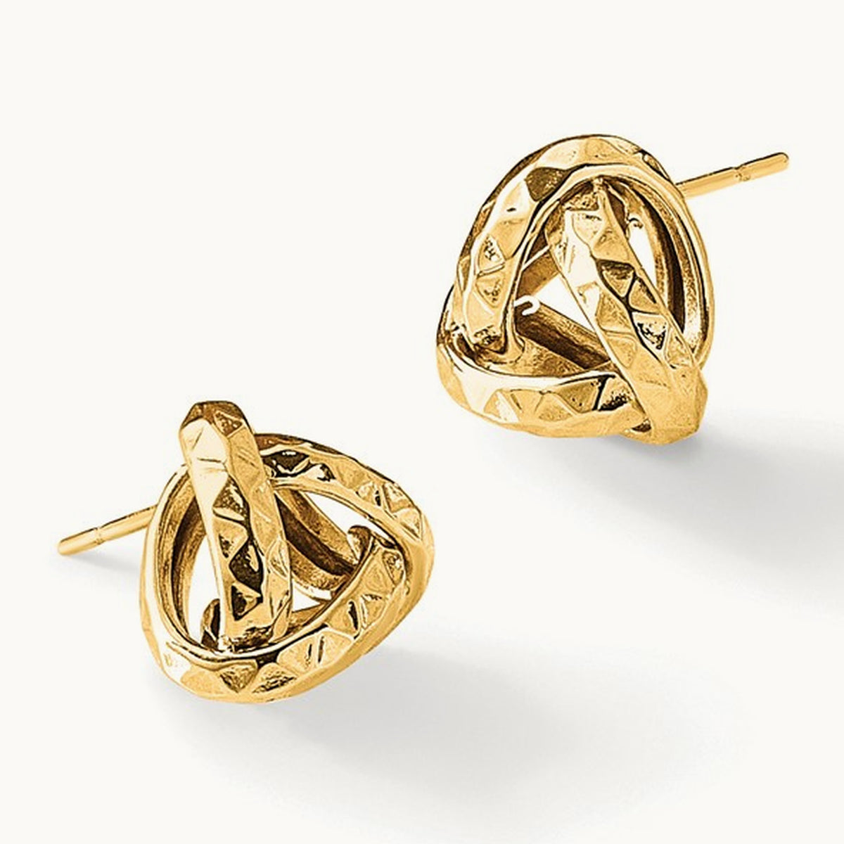Polished and Diamond-cut Triangle Love Knot Post Earrings, 14K — Leslie's