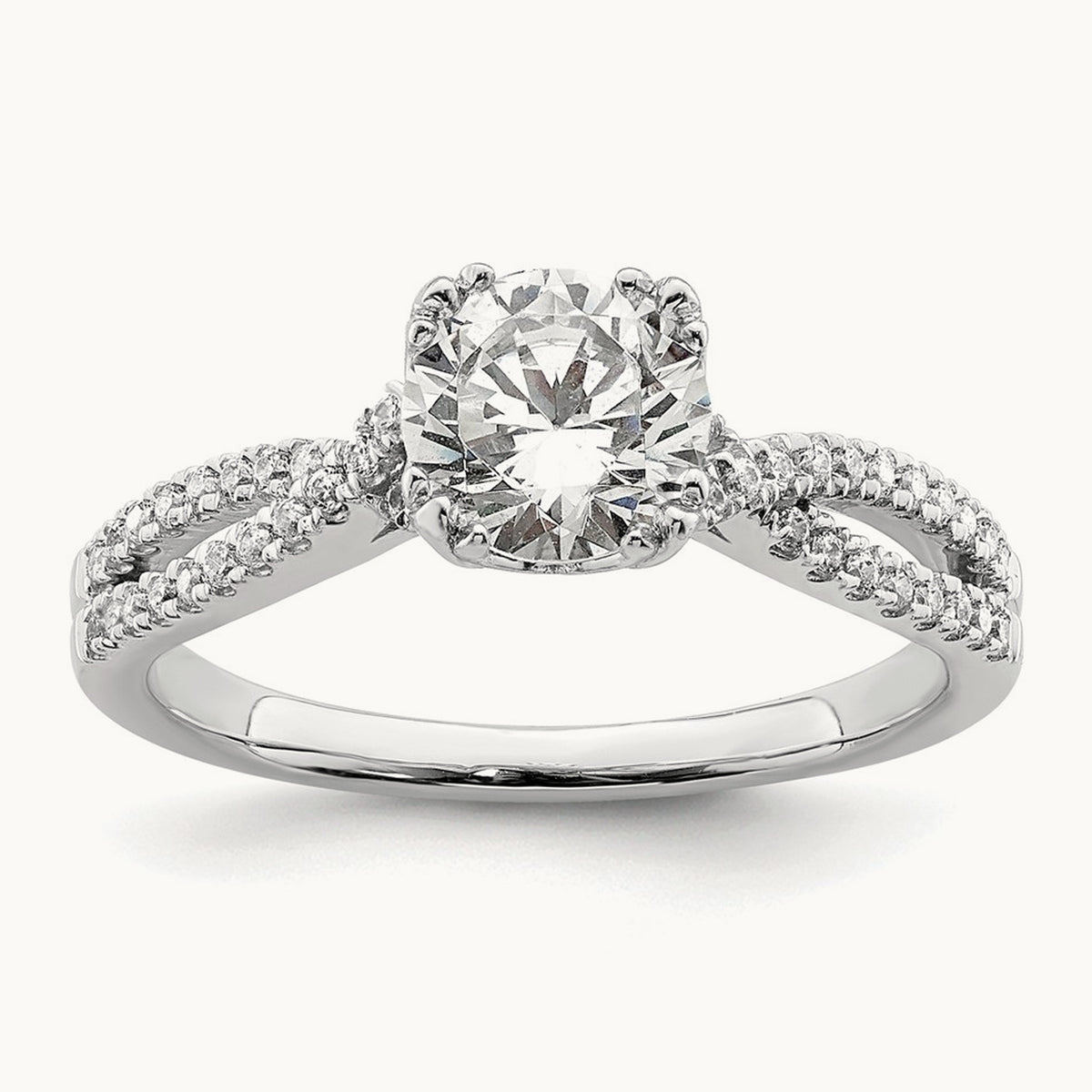 Criss-Cross 1ct Round Semi-Mount Eng Dia Ring, 14K White Gold