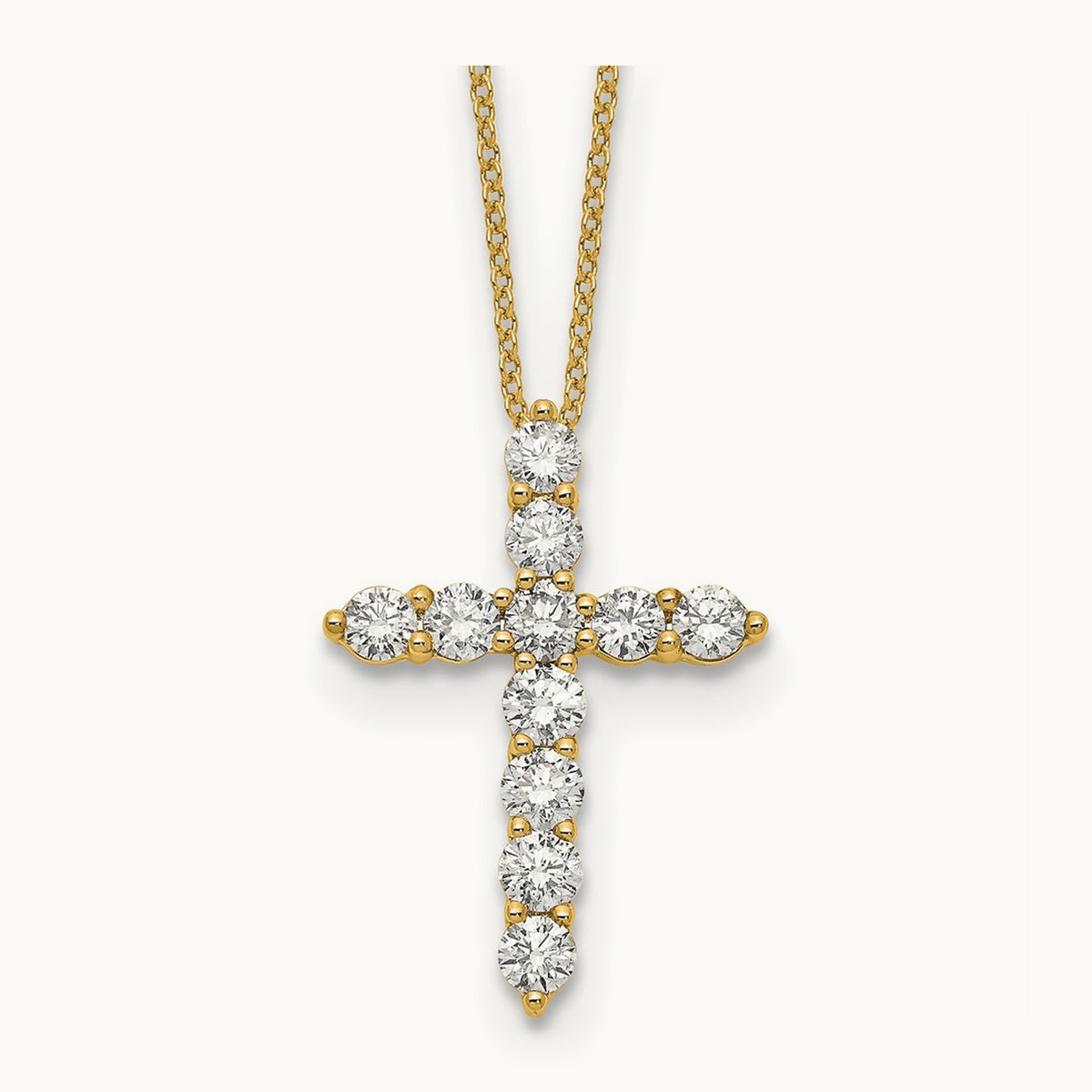 Diamond Cross 18 inch Necklace, 14K