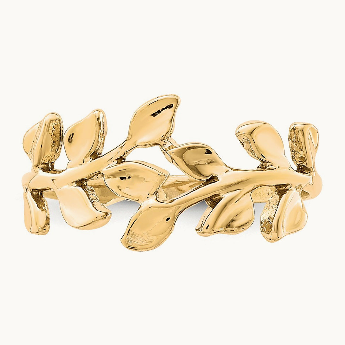 Polished Leaf Ring — 14K Yellow Gold, 7