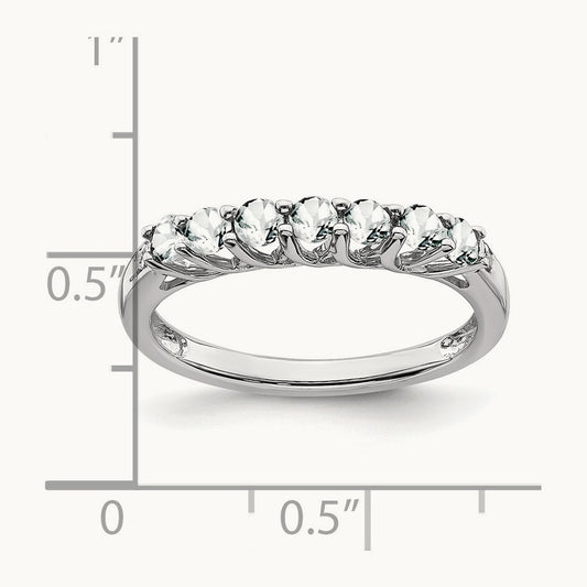 White Topaz and Diamond 7-stone Ring, 14K White Gold