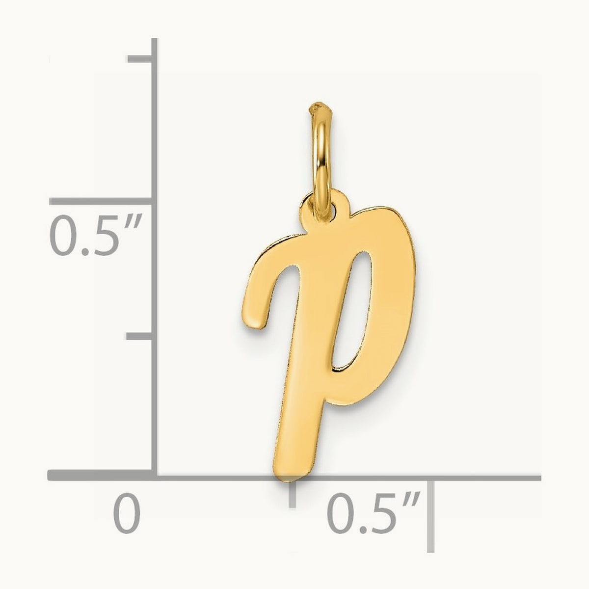 Small Script Letter P Initial Charm, 14K