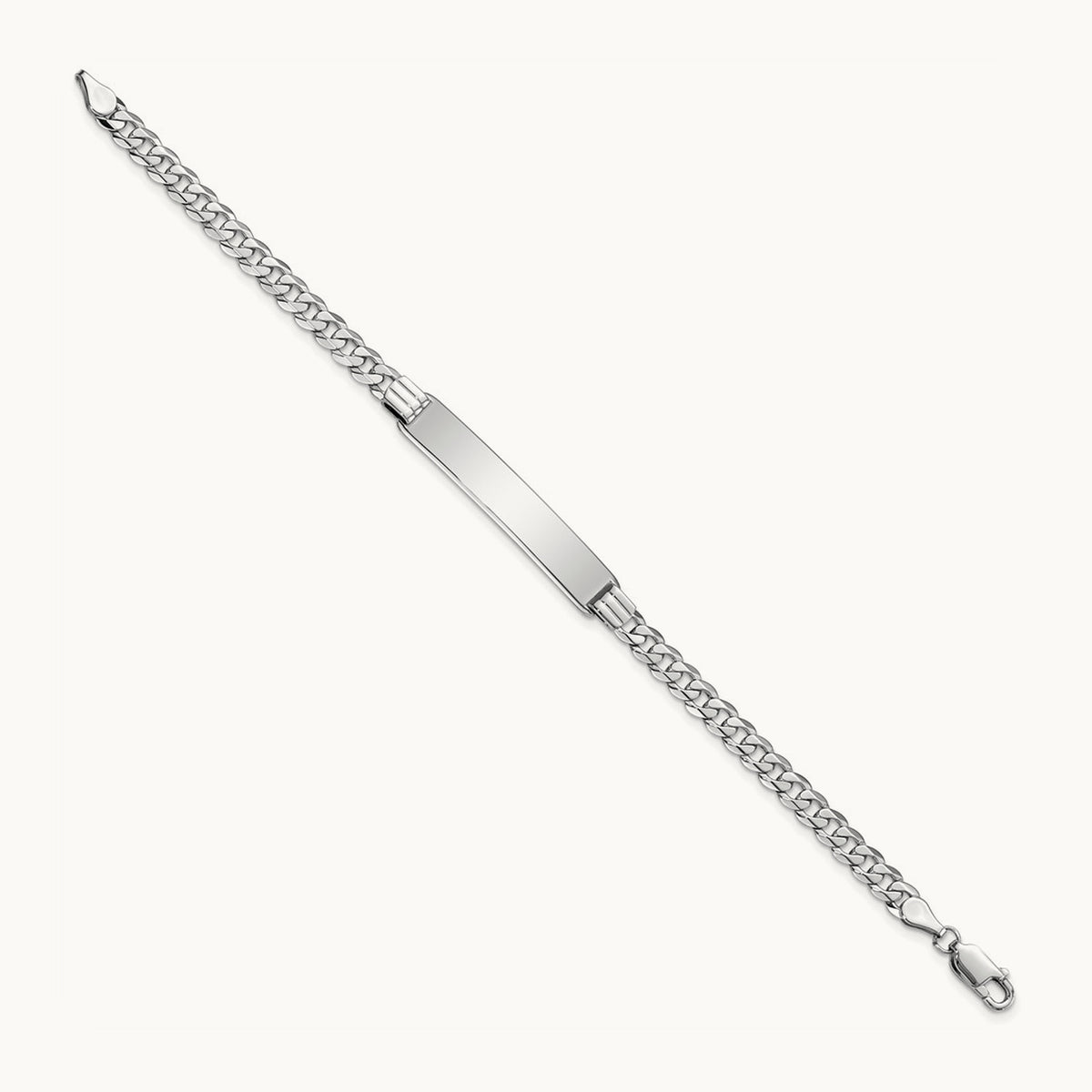 WG Flat Curb Link ID Bracelet, 14K