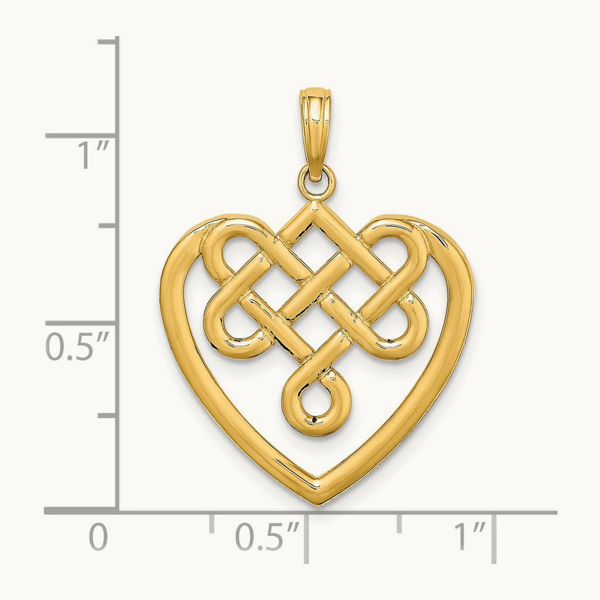 Large Celtic Knot Heart Charm, 14K